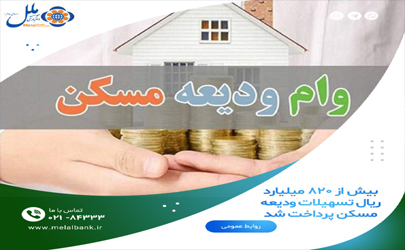 پرداخت بیش از ۸۲۰ میلیارد ریال تسهیلات ودیعه مسکن از سوی موسسه اعتباری ملل