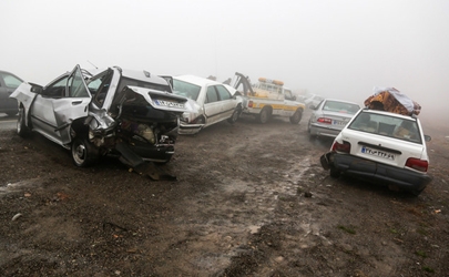 تصادف زنجیره‌ای 56 خودرو در محور قزوین – کرج