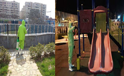 پاکسازی و ضدعفونی کردن بوستان های منطقه21 به طور مرتب درحال انجام است